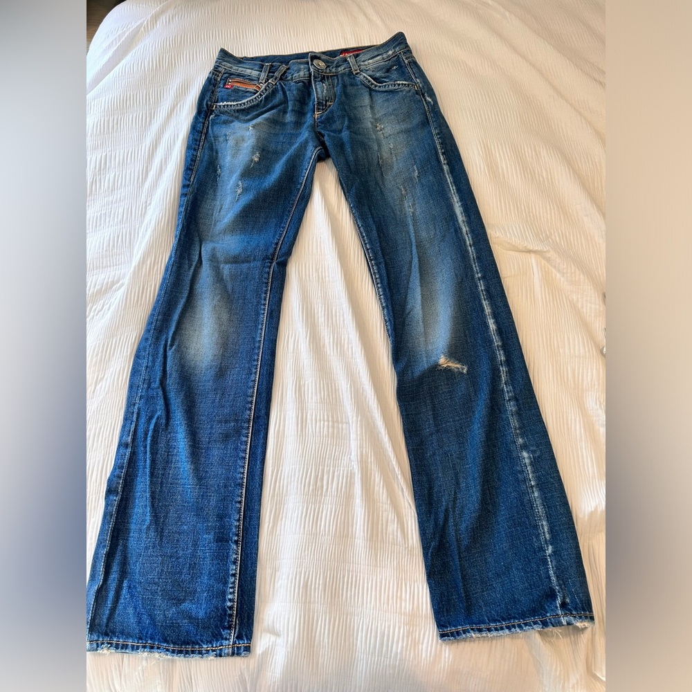Miss Sixty Low Waist Denim Jeans Flare Dark Blue EUC - Picture 6 of 12